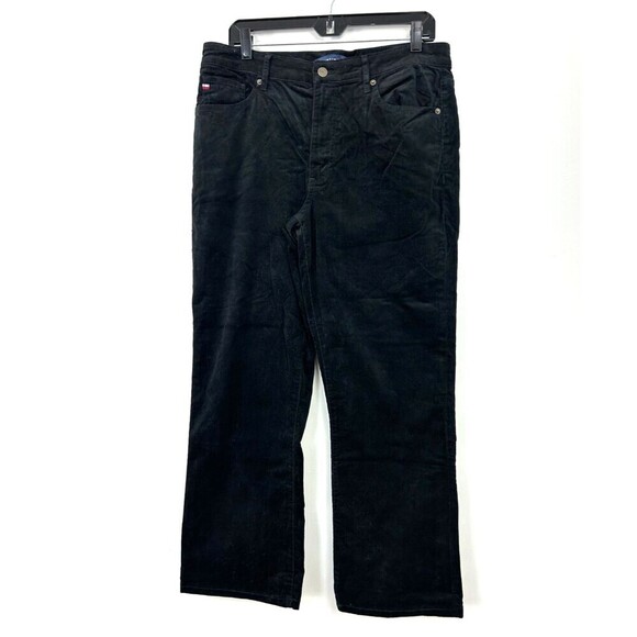 Tommy Hilfiger Womens Corduroy Straight Leg Pants Stretch Black Size 12 1063H1 - Picture 3 of 9